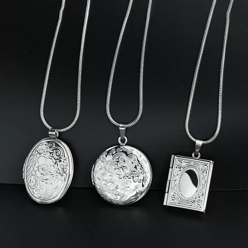 不锈钢椭圆形相盒吊坠diy项链吊坠可打开时尚流行自制照片纪念品