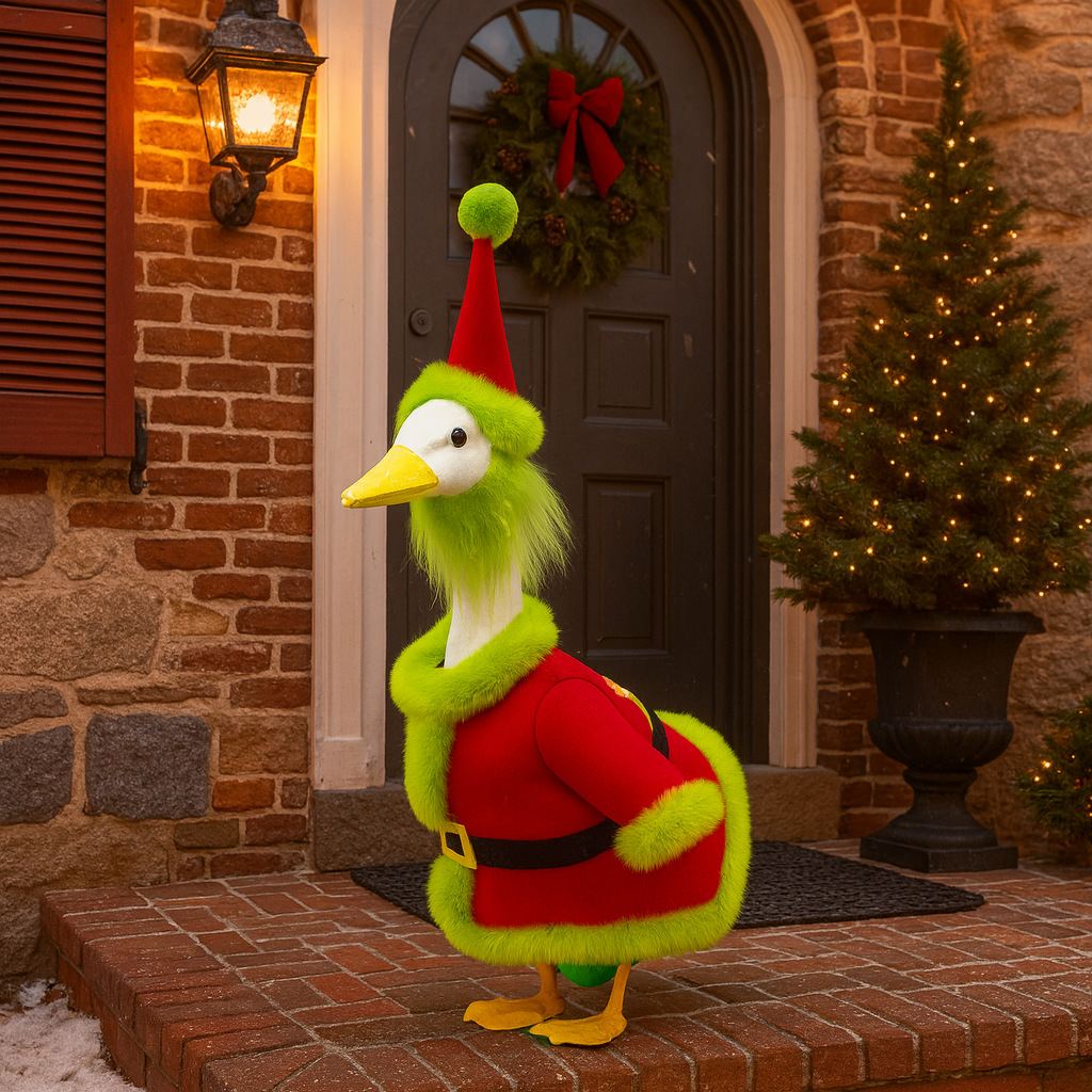 Porche gansos disfraces de Santa Claus Navidad Grinch verde extraña vestido de jardín decoración de jardín