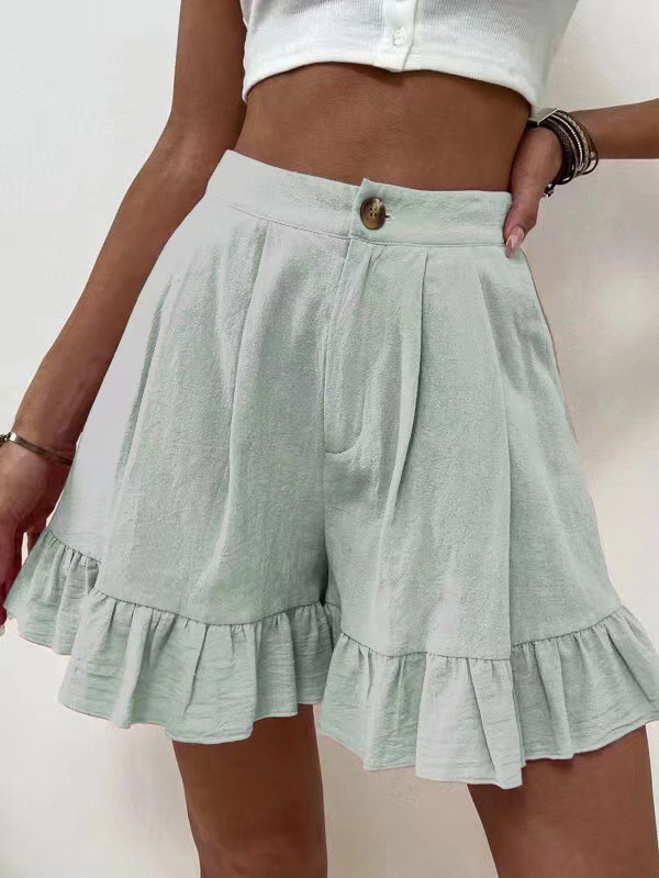 Women's Daily Simple Style Solid Color Shorts Ruffles Shorts display picture 5