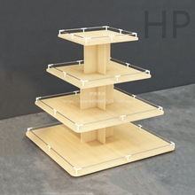 梦帆货柜木质展柜超市零食货架堆头展示架产品母婴店圆形置物架中