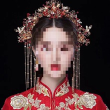 2026新款金红色秀禾头饰新娘凤冠秀和服配饰中式婚礼秀禾服古装发