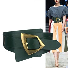 时尚宽松紧腰封女黑色复古装饰皮带配连衣裙大衣毛衣衬衫宽腰带