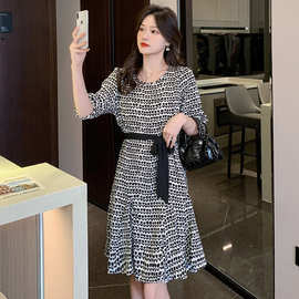 跨境亚马逊欧美女装2026夏季新款裙子豹纹印花V领长袖连衣裙