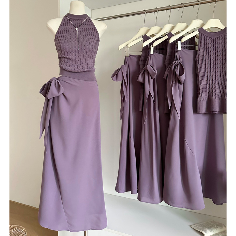 Purple Sleeveless Vest Women's Summer 2025 New Hot Style Summer Temperament Wear Suit Strappy Skirt