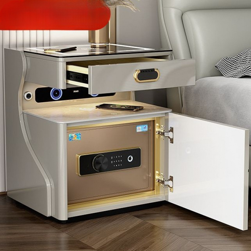 智能床头柜保险柜一体简约现代无线充电烤漆卧室保险箱收纳柜