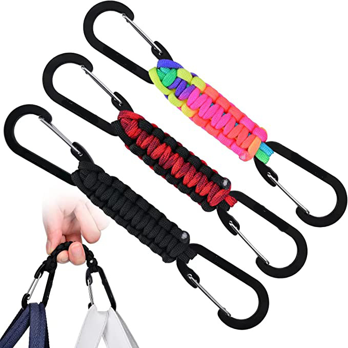 Outdoor Emergency carabiner key chain with rope connecting backpack fast pendant umbrella rope woven key chain ring hook