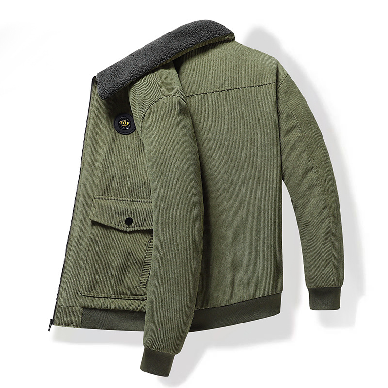 Chaqueta de solapa retro de algodón para hombre invierno con chaqueta caliente de vello de mediana edad, ropa de hombre grande suelta transfronteriza