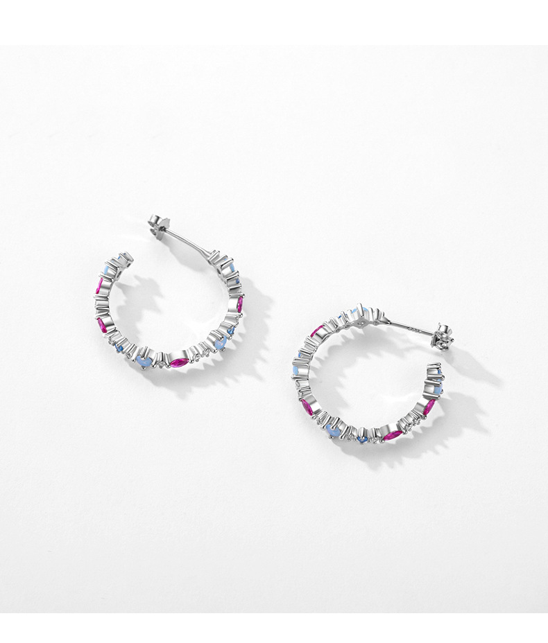 Fashion Round Sterling Silver Plating Inlay Zircon Ear Studs 1 Pair