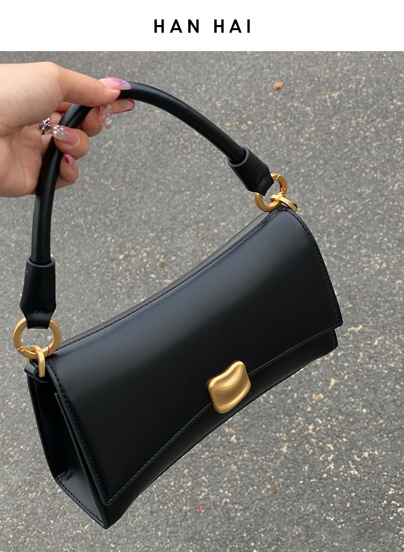 327g Weight PU Lining Material Lock Fashion Element Magnetic Buckle Closure Type Single Shoulder Strap Strap Type Women's Small PU Solid Color Elegant Streetwear Lock Square Magnetic Buckle Handbag