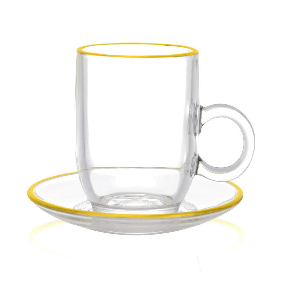 高颜值ins风拿铁咖啡杯 欧式复古玻璃咖啡杯 轻奢手工描金品茗杯