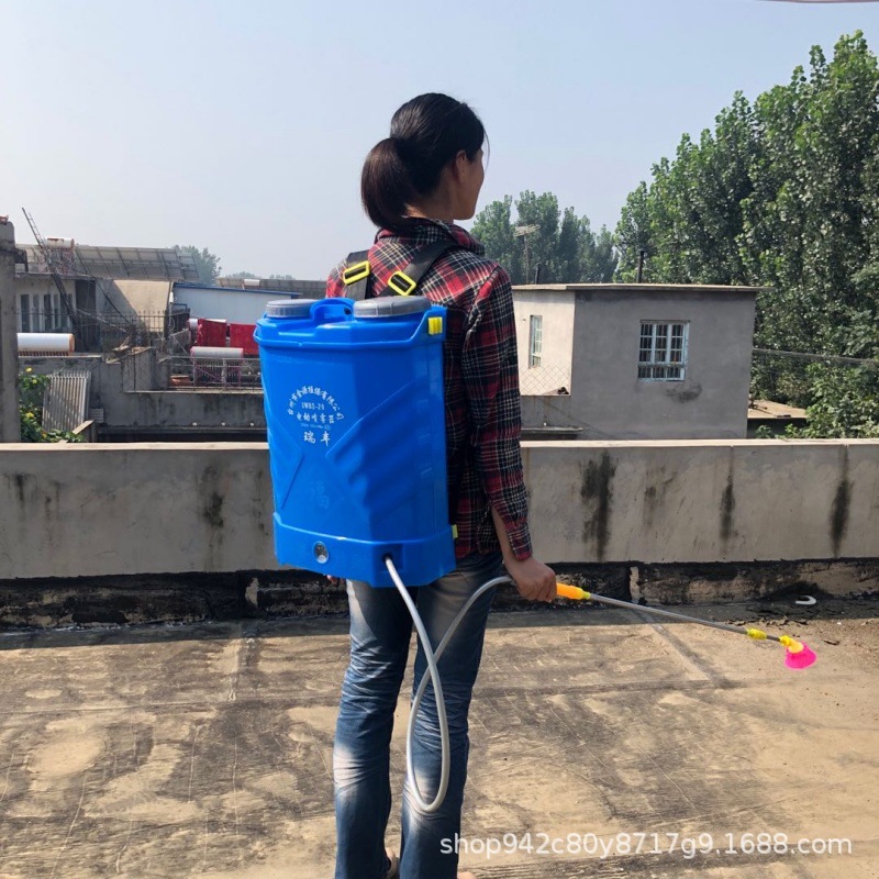 12V农用高压电动喷雾器背负式喷洒搅拌农药打药机加厚25L弥雾机