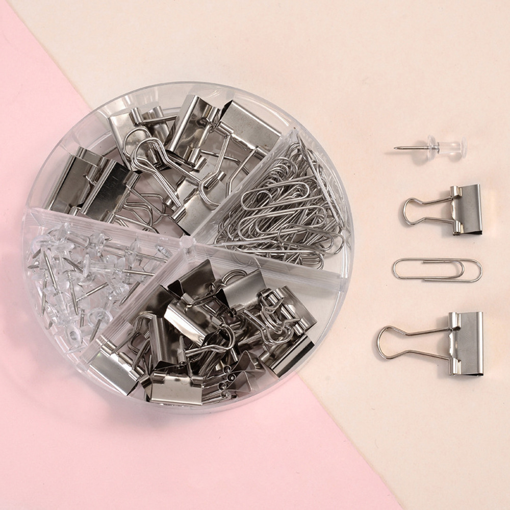 Juego de Clips Sujetapapeles (72 Piezas) - Plateado