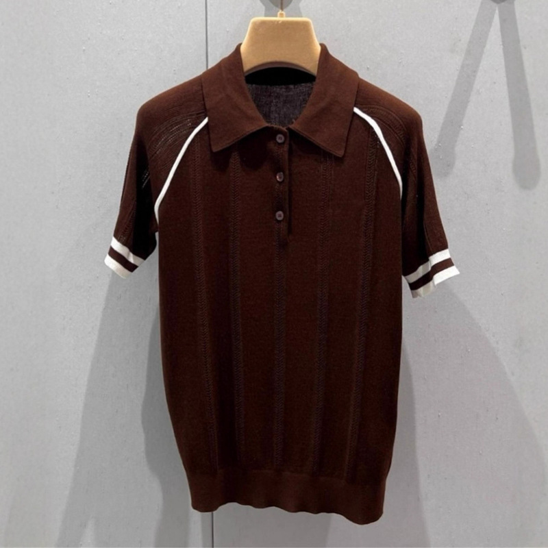 Nanyou Lettered Summer Polo Shirt with Embroidered Hollow Logo, New Style Polo Short-Sleeve Knit Shirt 25