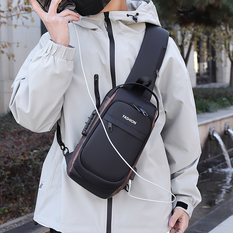 Nuevo bolso de pecho anti-robo de bloqueo de código para hombres fuera de negocios bolso de hombro de mano de gran capacidad bolso deportivo casual