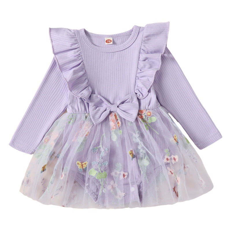 Pit manga larga flor entrepierna falda de gasa