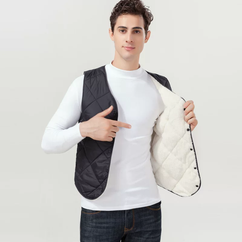 Demi-season warm vest with down, down jacket, plus size, for middle age