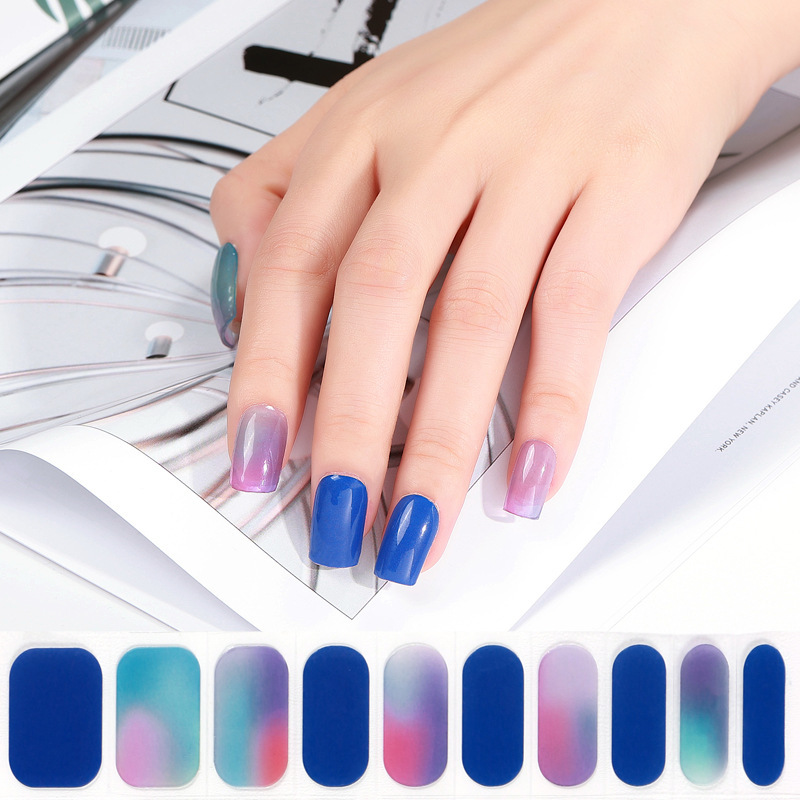 Custom nail stickers three-dimensional love jewelry holographic magic blue semi-cured Japanese and Korean gel nail stickers Amazon