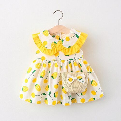  New Women's Children's Dress Korean Style Childless Sleeveless Backless Dress for Girls Baby Printed Princess Dress 1067