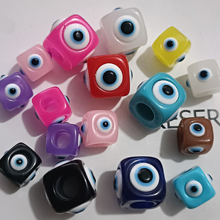 Large hole square resin beaded turkey blue eyes jewelry devil eyeball diy bracelet necklace accessories