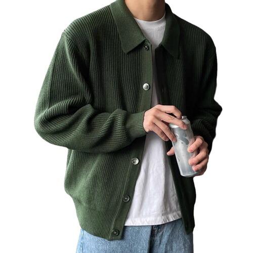 Men's Thick Winter and Autumn Cardigan, Solid Color Loose Stylish Casual Knit Sweater, Unisex Relaxed Style