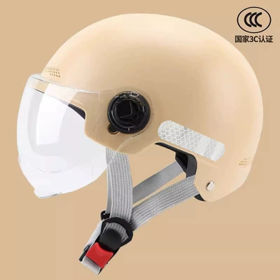 Motosiklet kaskı (dəbilqə) – men's four seasons safety helmet - 3c-frosted-rice-short-transparent-lens