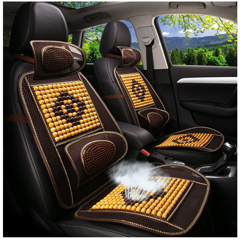 麻将席汽车座垫面包车货车客车单张单片夏季竹片带腰靠木珠坐垫