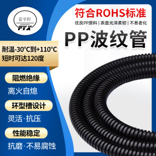 Manufacturers of automotive corrugated pipe AD16.8 black temperature-resistant single-wall wire sheathed pipe can be dissected automotive corrugated pipe