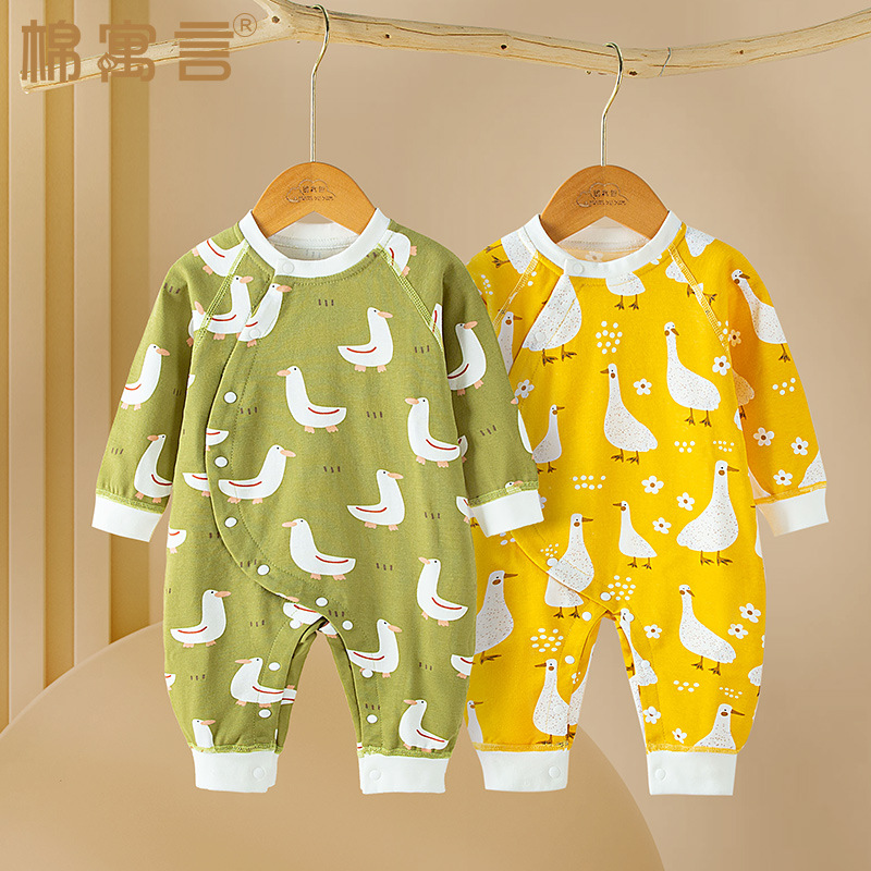 Demi-season cotton children's bodysuit, pijama, cute long-sleeve