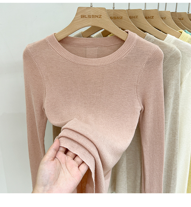 315g Weight Long Sleeve Sleeve Length Pullovers Placket Type Spandex, Polyester Fabric Type Short Top Length Knitwear Tops Type Daily Occasion Round Neck Neckline Slim Fit Type Solid Color Pattern Spring, Autumn Season Women's Gender Casual, Simple Style Style Wholesale Women's Casual Simple Style Solid Color Long Sleeve Sweaters & Cardigans 14