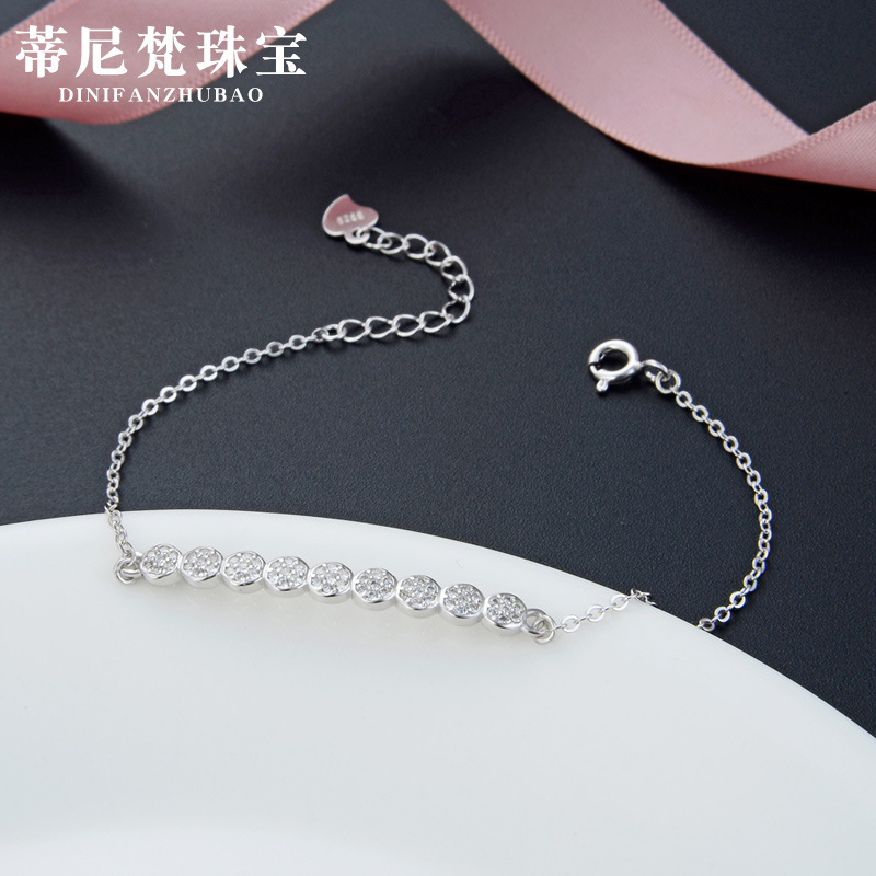 Estilo japonés y coreano de moda elegante pulsera accesorios s925 plata con incrustaciones de circón creativo simple pequeña pulsera fresca para las mujeres
