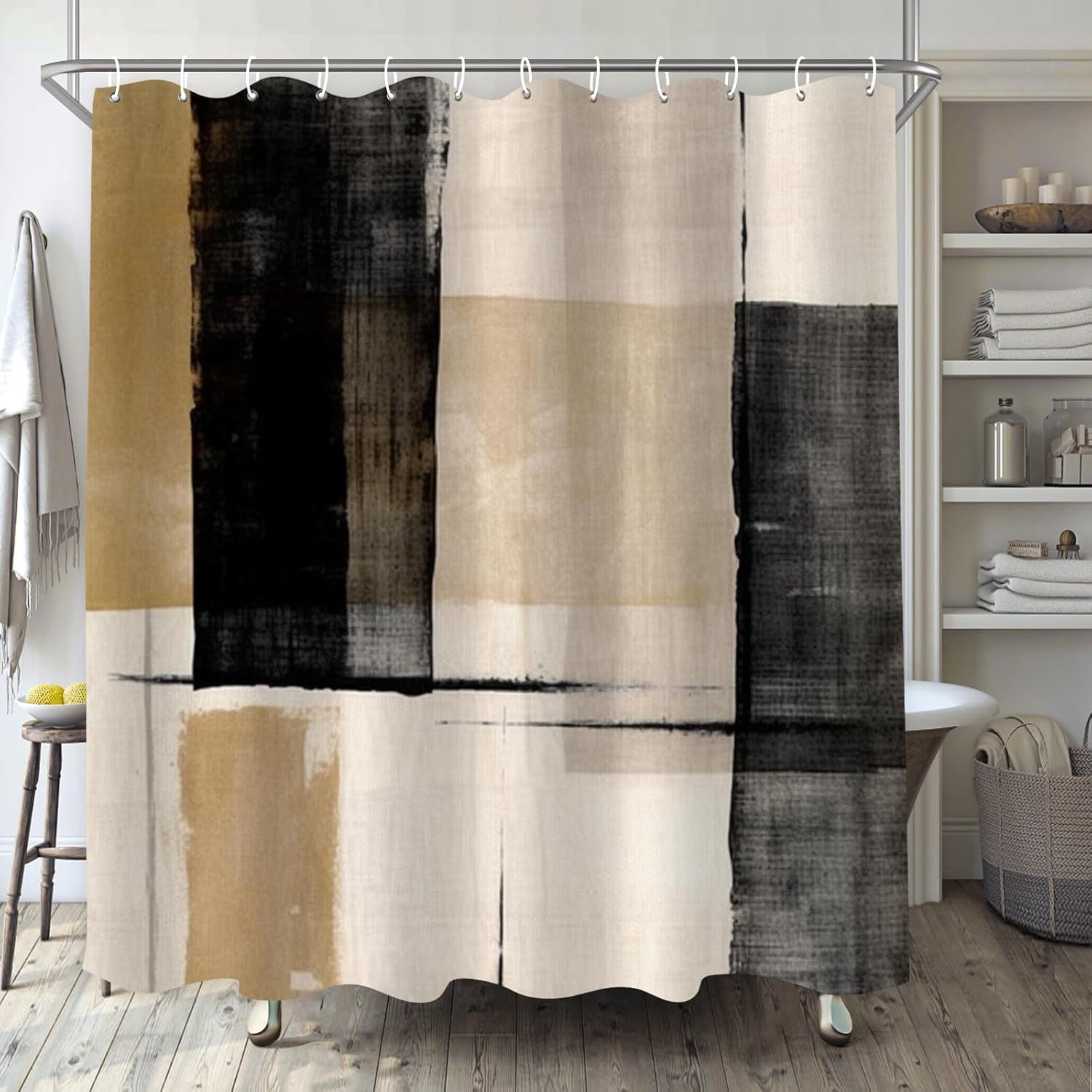 Cross-Border Shower Curtain Modernist Minimalist Style Shower Curtain Waterproof Cloth Digital Printing Bathroom Moisture-Proof Partition Curtain