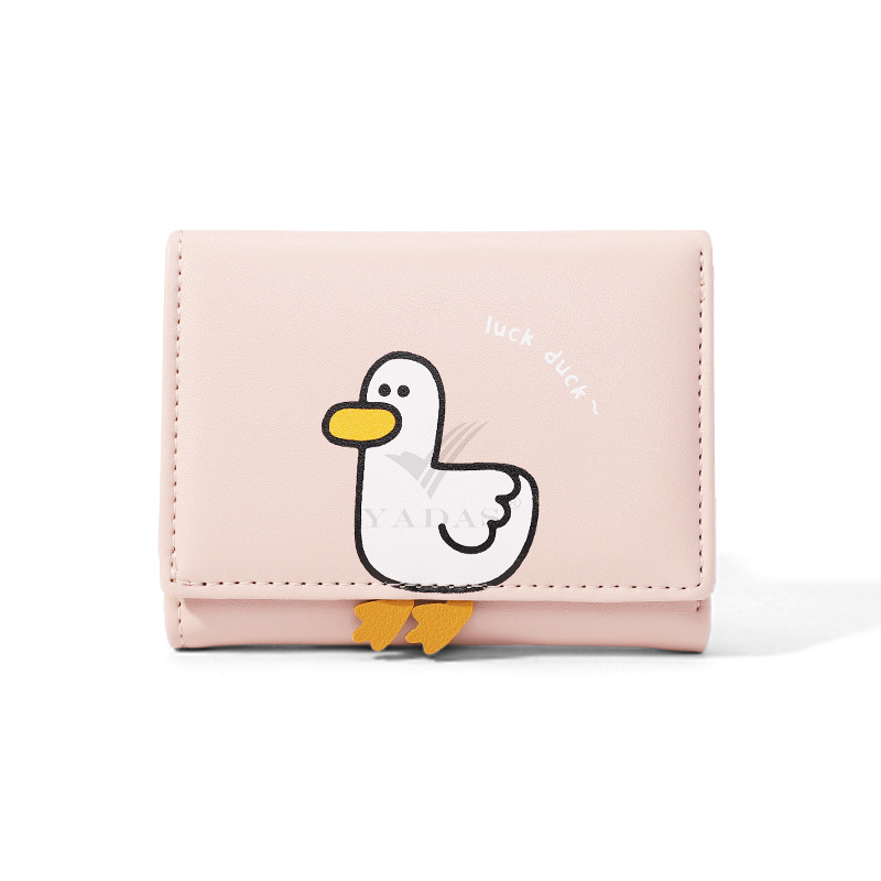 [Nuevo pato] Yadas lindo animal titular de la tarjeta de las mujeres corto Triple-fold monedero mujeres hombres