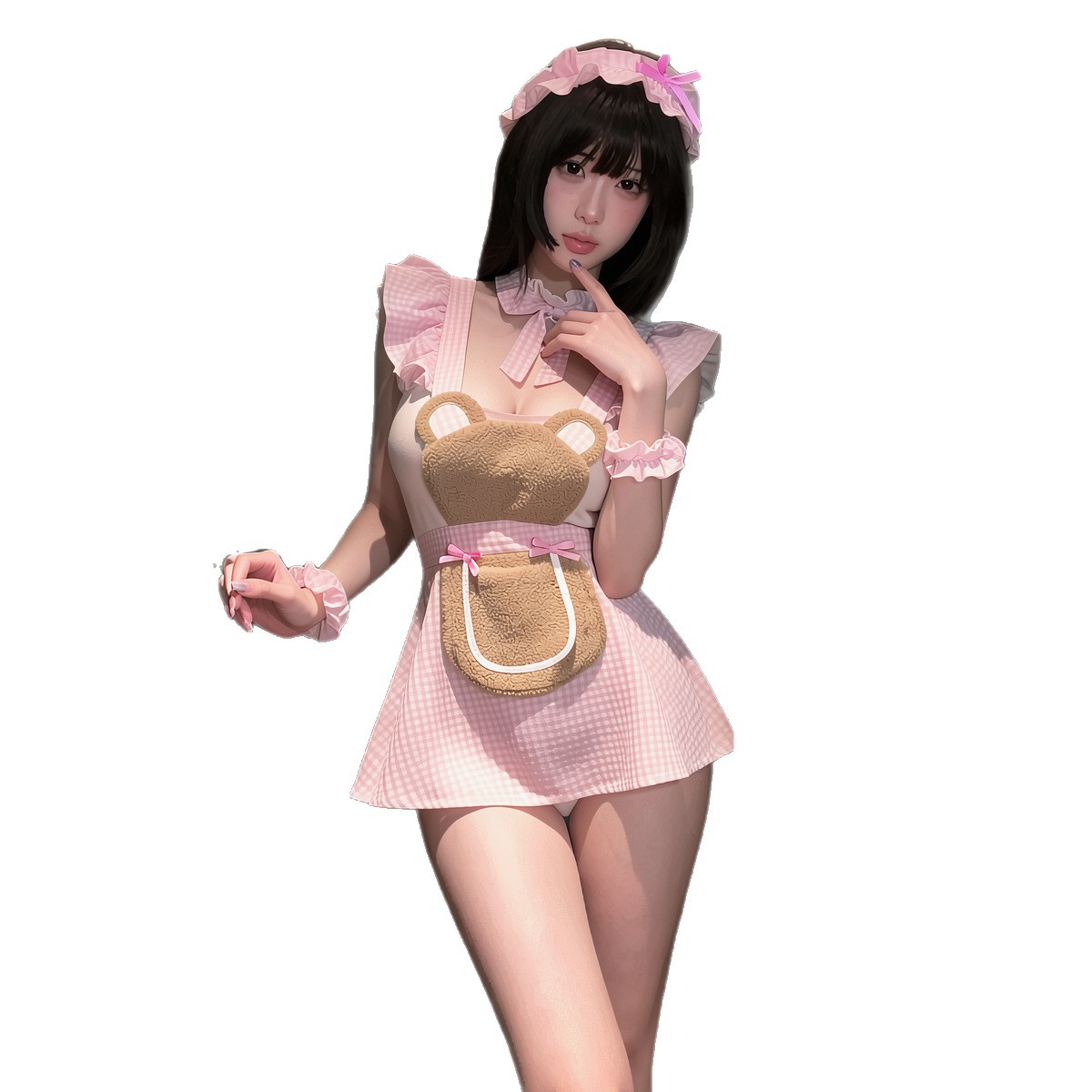 Huajiaoying sweet style maid cos suit ruffled bear apron maid uniform sexy underwear free of charge cute