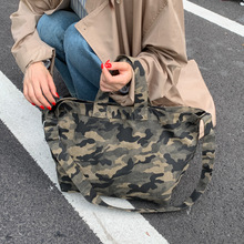 韩版慵懒风迷彩帆布托特包女经通勤单肩包学生大容量上课手提袋