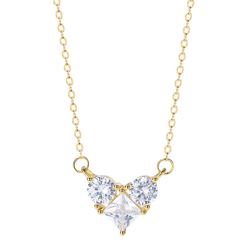 S925 collar de moda estilo coreano nicho diseño melocotón corazón de las mujeres en línea rojo ins estilo circón Cadena de clavícula colgante de moda