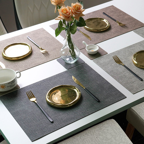 Cross-border Western-style square pattern household dining mat bowl mat hotel leather dining table mat waterproof oil-proof heat-insulating mat
