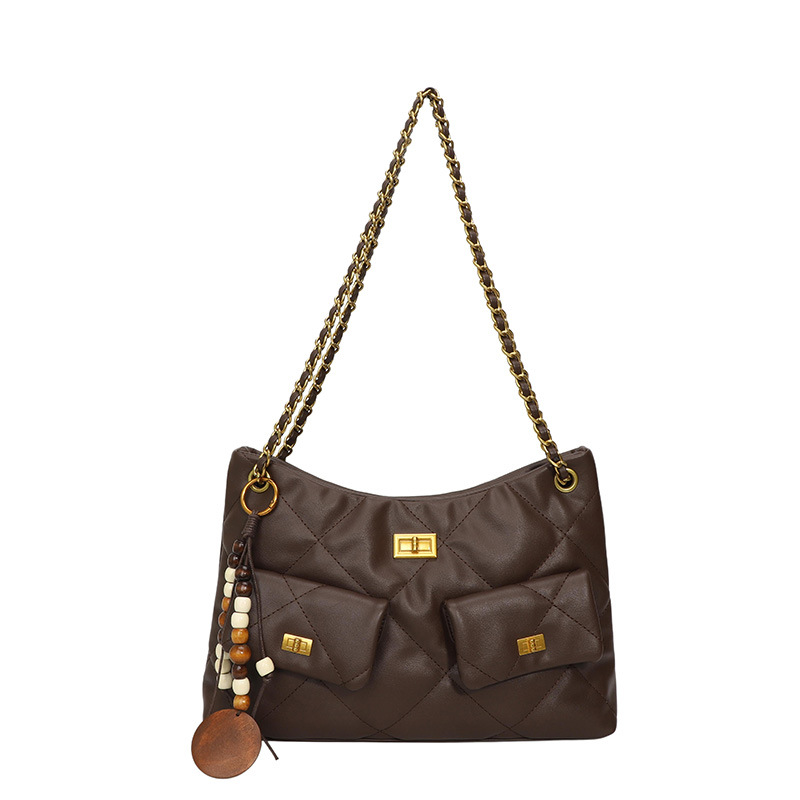 Vintage Chanel-stil Gesteppte Damen Schultertasche, Große Tasche_voghion.com