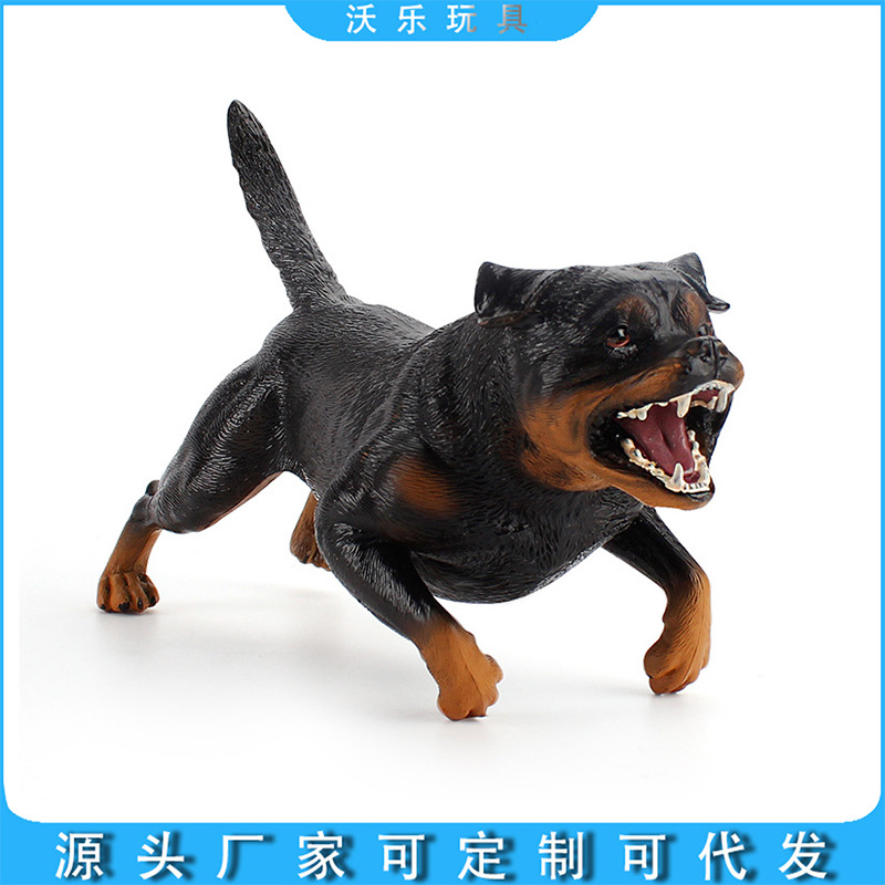 出口儿童仿真大号罗威纳犬模型黑色恶霸犬静态工艺桌面手办玩具狗