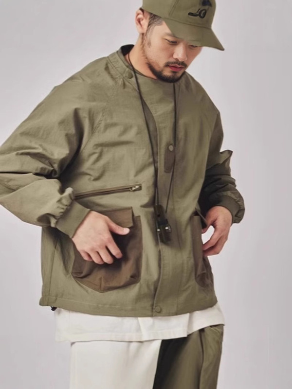 春秋の不規則な丸首のジャケットの男性の韓国版のファッションの格好が良いです。|undefined