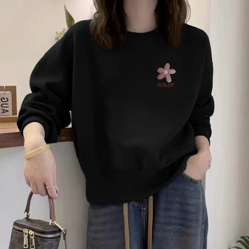 即墨卫衣女2025新款爆款时尚洋气秋冬小个子圆领套头长袖印花上衣|undefined