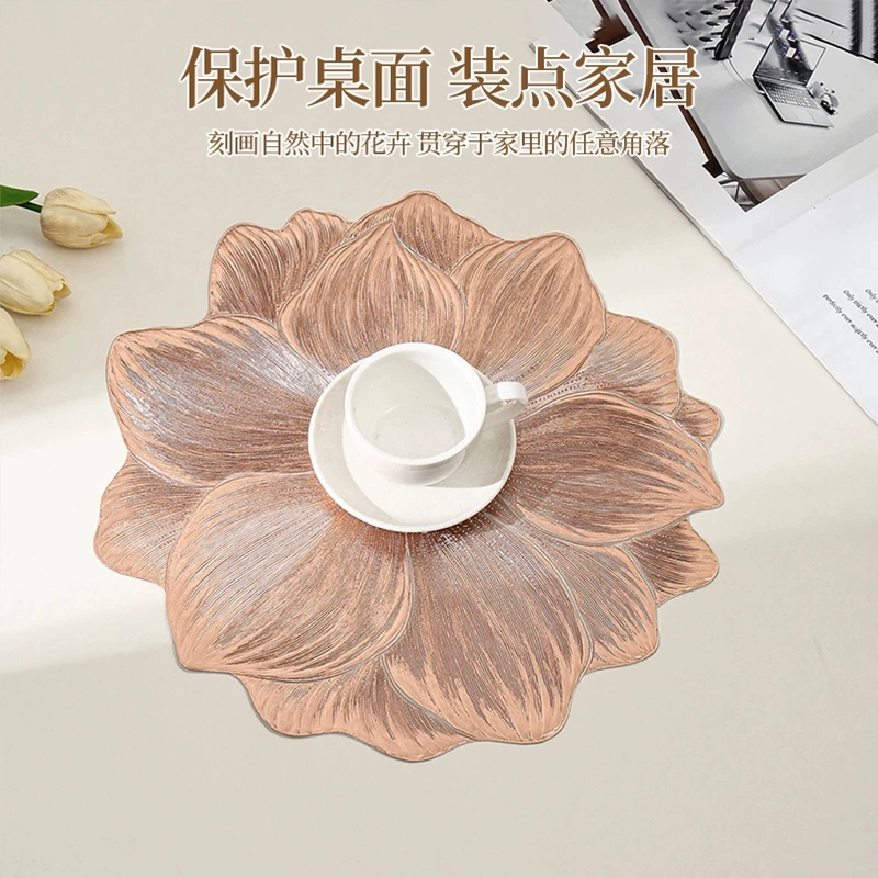 ✅ Легкий роскошный нескользящий коврик в форме лотоса, изоляционный коврик из ПВХ, коврик для дома, отеля, западной еды, коврик для тарелки, стильный коврик для стола, коврик для миски, украшение