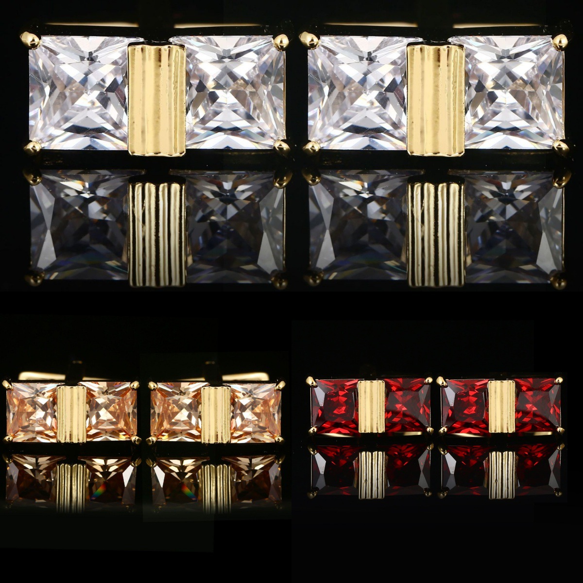 Men's Light luxury exquisite crystal Zircon advanced cufflinks cross-border hot selling French shirt cuff cufflinks