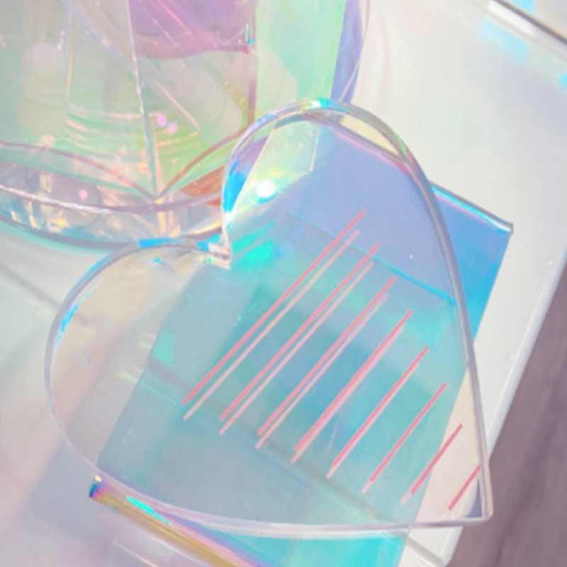 新款心形镭射嫁接睫毛刻度睫毛板美睫炫彩睫毛托盘取毛点胶工具台