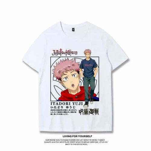 2024 Summer New Spell Card Battle Short Sleeve T-Shirt Men's Five Lines Wukong Japanese Anime Half Sleeve 