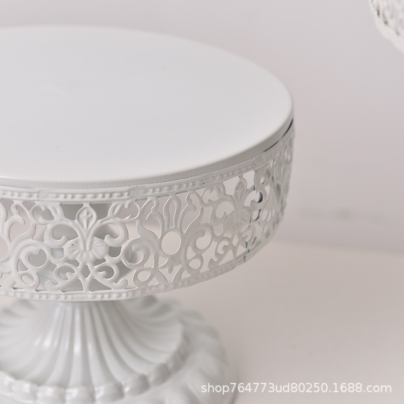 Amazon de tres piezas de hierro mesa de postre decoración soporte de exhibición bandeja de pastel de té merienda stand de comida fría mesa de descanso de té image 4