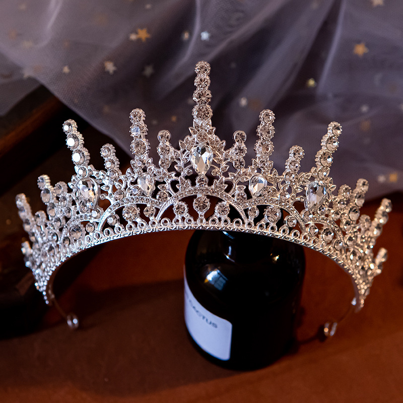 210g Weight Crown Hair Accessories Type Bridal Romantic Shiny Women's Crown Alloy Artificial Rhinestones Crown
