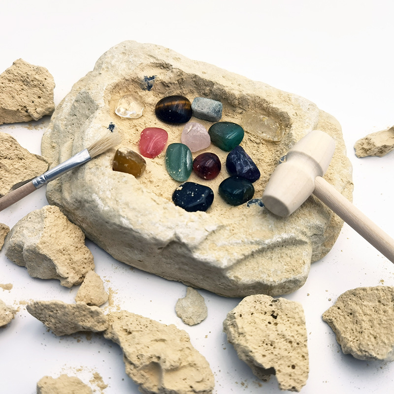 考古寶石挖掘化石寶藏玩具男女孩手工製作diy兒童挖礦石鑽石盲盒