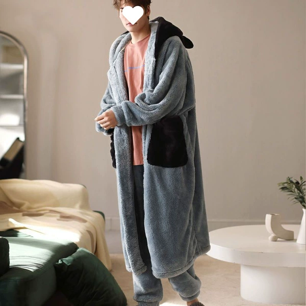 Mist Blue Miqi Long Mao Men+Lan Gray Pants