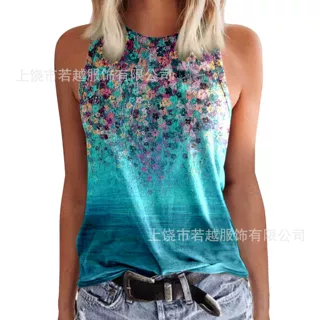 夏季亚马逊热卖女士背心创意3D数码印花新款女无袖背心外贸独立站
