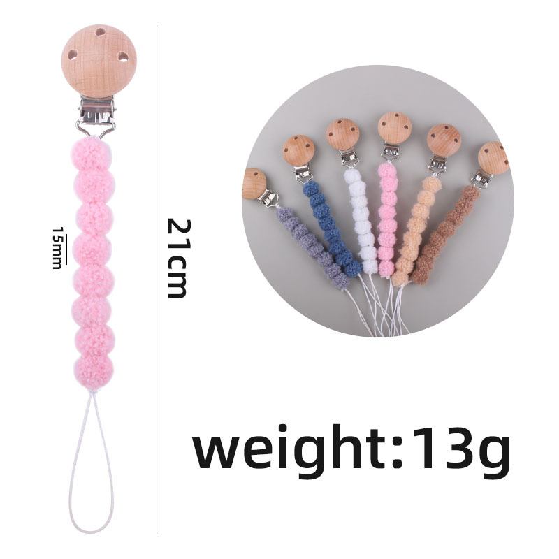 Suministros para bebés Bola de piel juguete mordedor DIY bebé creativo Cadena de chupete cadena anti-caída Amazon AliExpress